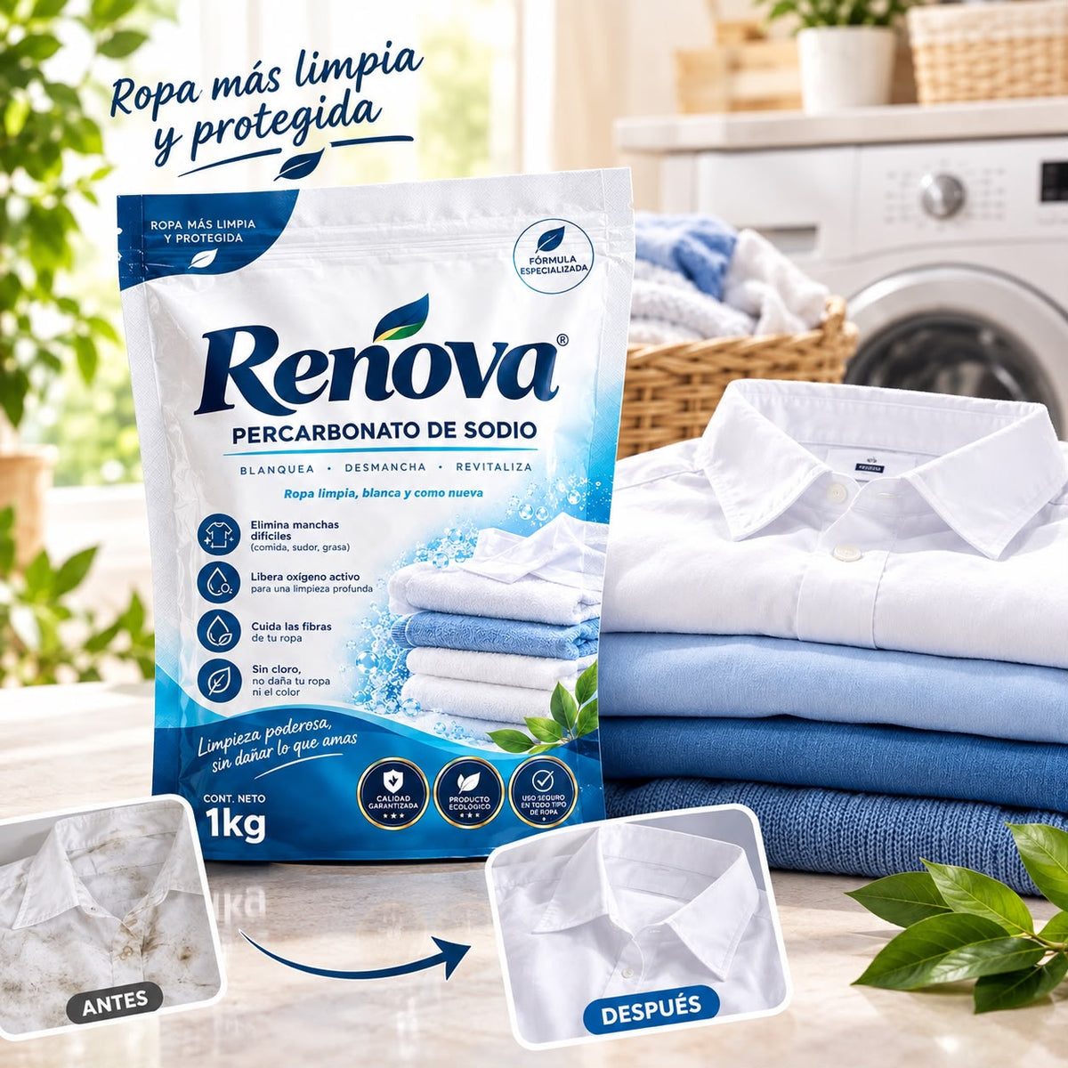 RENOVA - DILE ADIOS A LA ROPA DESTEÑIDA Y TELA DAÑADA POR EL CLORO 2X1